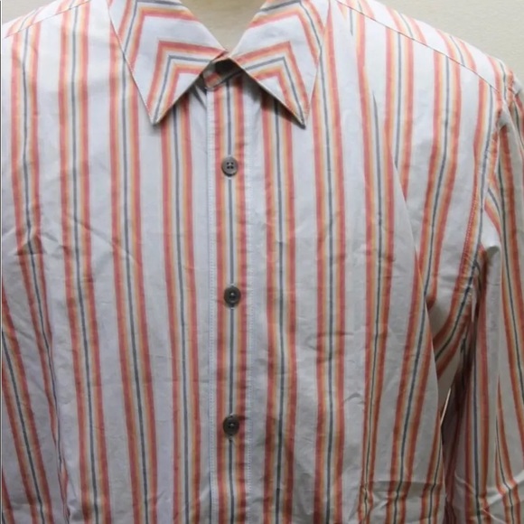 Kenneth Cole Reaction Large 100% Cotton Red Pink Striped Men Shirt Polo Gray - Picture 4 of 7